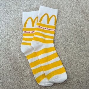 Yellow and White Striped Casual Socks
